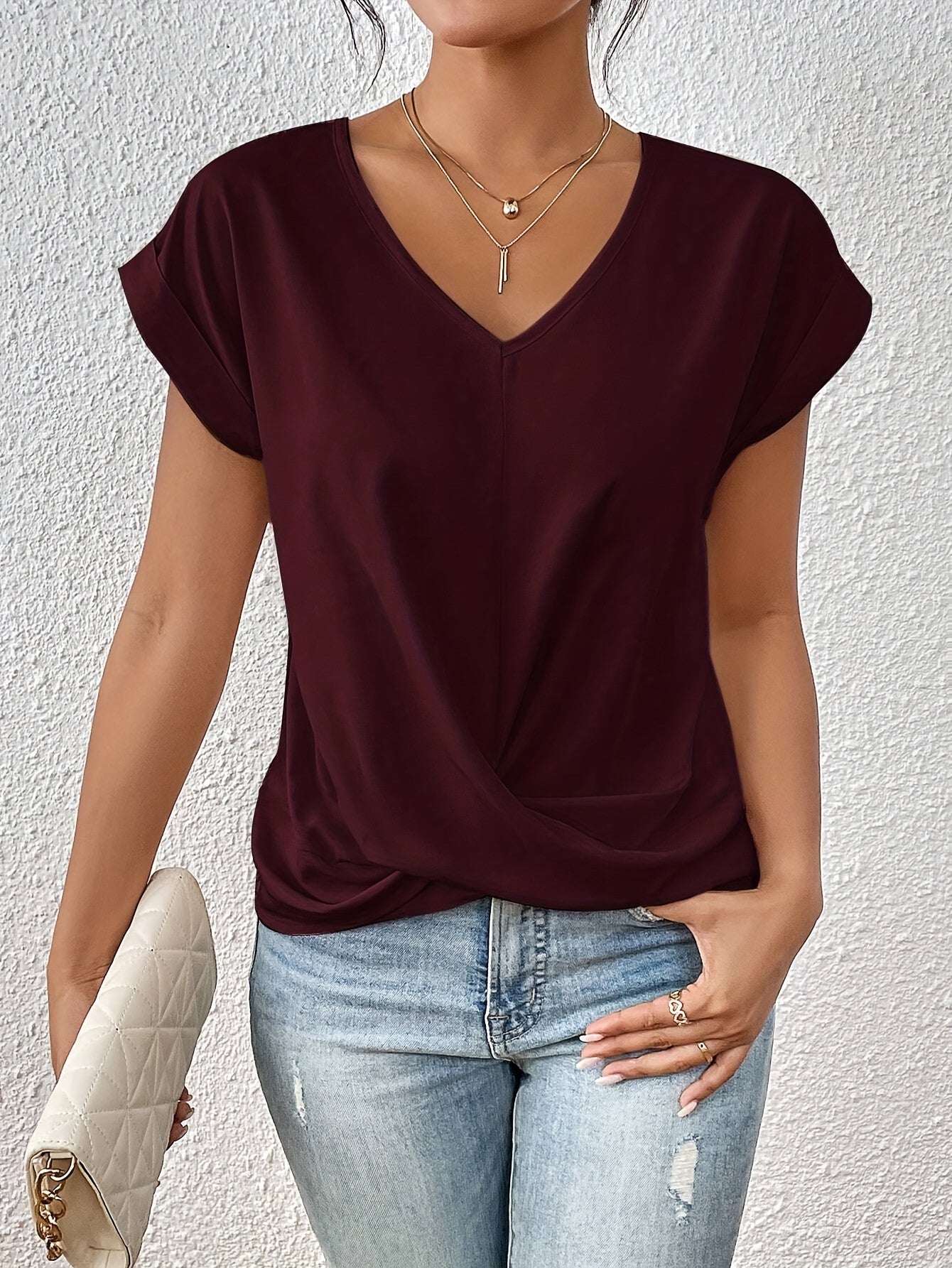 Cleo™ - Avslappnad t-shirt med sweetheart-urringning